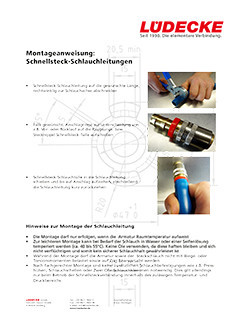 Montageanweisung Schnellsteck Schlauchleitungen