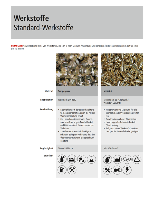 Uebersicht Werkstoffe Standard