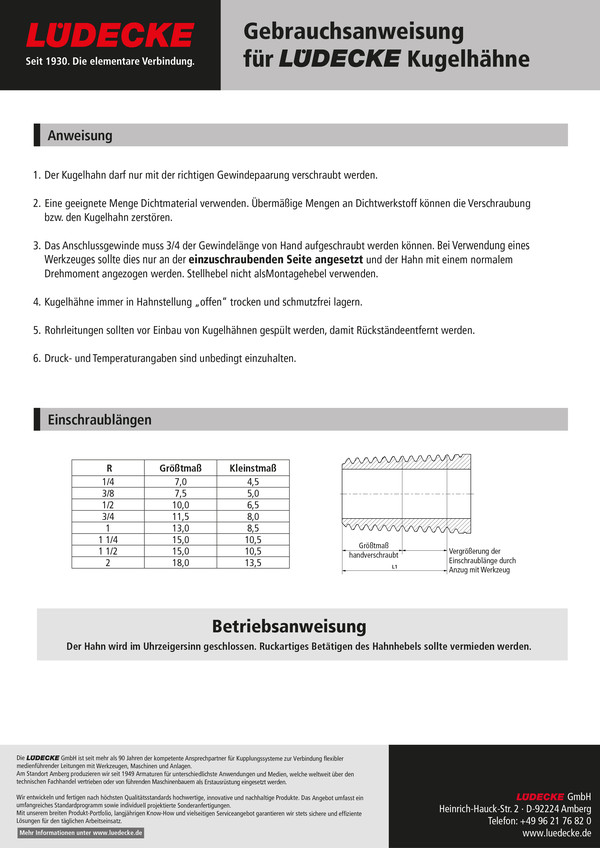 Gebrauchanweisung Kugelhahn